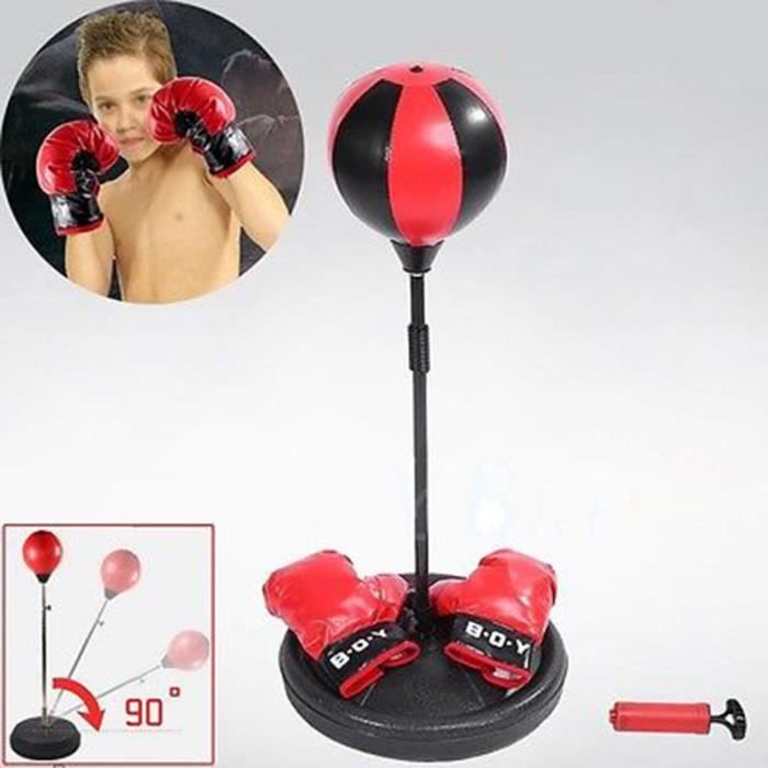 Sac De Boxe Autoportant Pour Enfant - Hauteur Réglable, Ensemble Avec Gants, Rouge, MinnARK