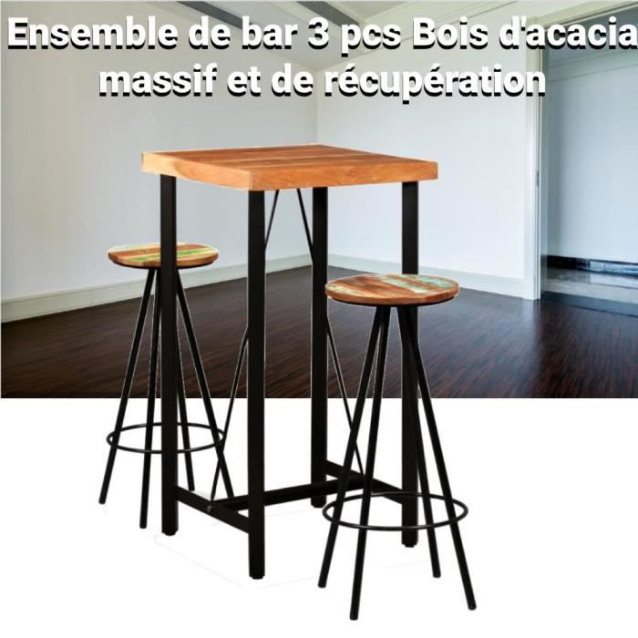 P2-Ensemble de bar Meubles de salle à manger 3 pcs 60 P 60 P 107 cm ...