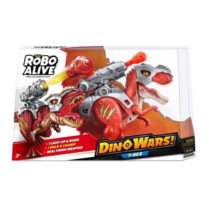 Dinosaure interactif ZURU ROBO ALIVE Dino Wars T Rex Marche et rugit Armure défensive Lance missile