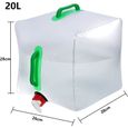 Réservoir d'eau bidon eau Pliable Sac Conteneur Portable poche hydratation Transparent Durable Grande Capacité pour Camping 20L-1