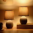 BRUBAKER - Lampe de table/de chevet - Lot de 2 - Design moderne - Hauteur 28,5 cm - Pied en Céramique/Brun - Abat-jour en Lin/Beige-1