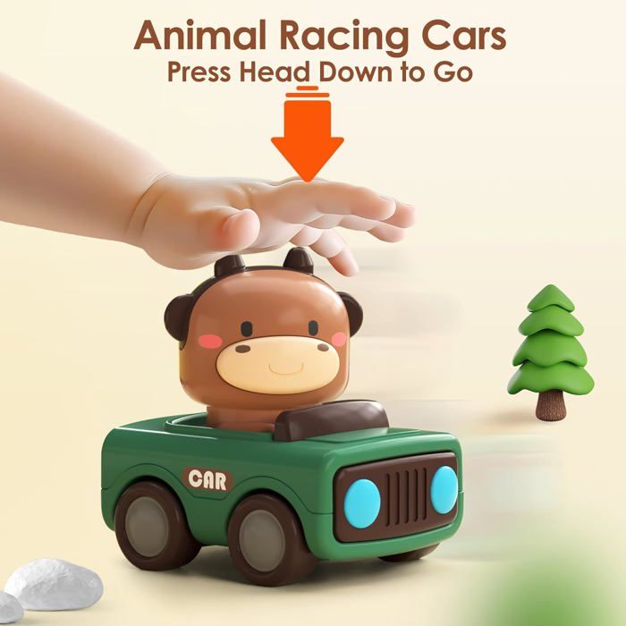 ZHUOYOU – 4 Véhicules à Friction Animaux Pour Bébés 1-4 Ans, Sans Batterie, Solides !