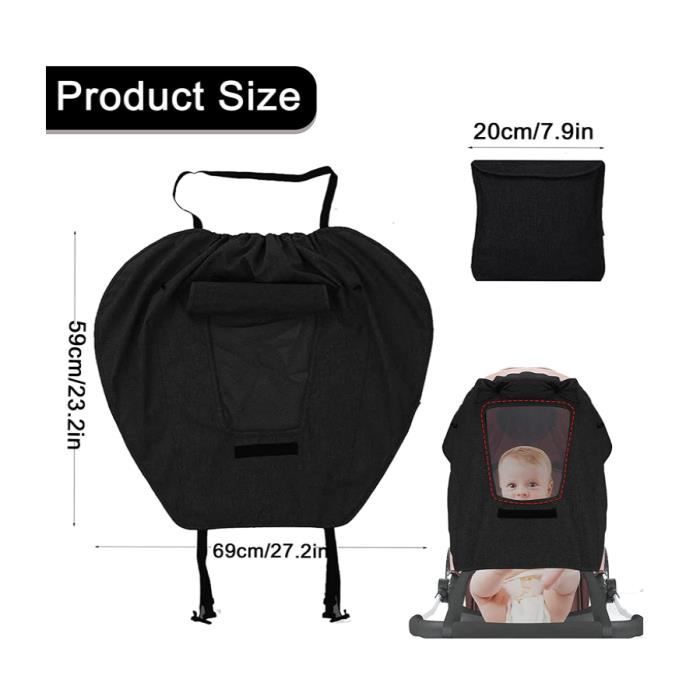 Voile D'ombrage Universel Pour Poussette - Protection UV 50+ - Fenêtre Aérée Et Ailes Latérales - Lavable - 10