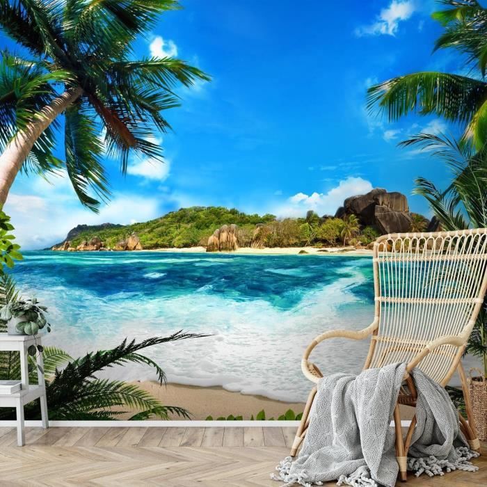 Papier Peint Panoramique Plage Île De La Mer 352 X 250 Cm Toison Mur ...