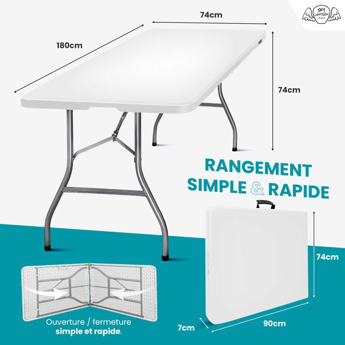 SKYLANTERN Lot de 10 Table Pliante de Jardin 180 cm Rectangulaire SKYLANTERN Lot de 10 Table Pliante de Jardin 180 cm Rectangulaire
