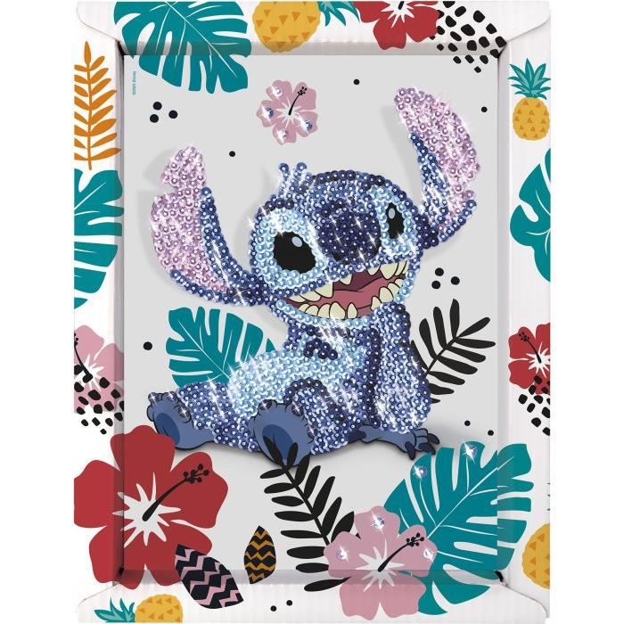 Kit Créatif Sequins Lansay - Stitch & Angel - Cadre à Sequins Enfant 7 Ans - Loisir Créatif