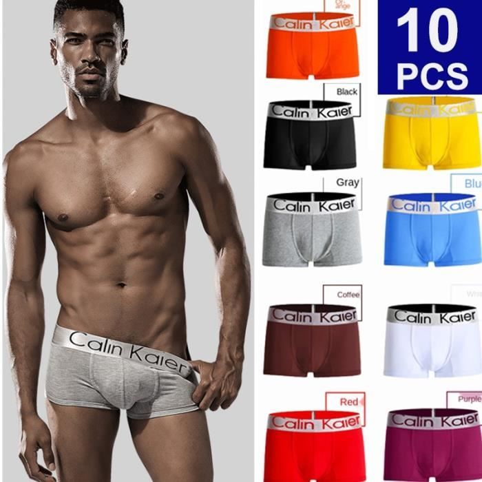 Sous vetement Lot de 10 boxers en coton pour Homme sous vetements Gay Sexy calecons respirants Type 10 Pcs black Blanc Cdiscount Pret a Porter