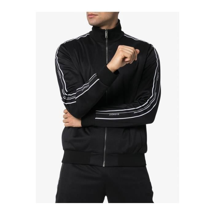 Veste zippee a bandes logo Givenchy Homme Noir Coupe droite ajustee Col montant Noir Cdiscount Pret a Porter