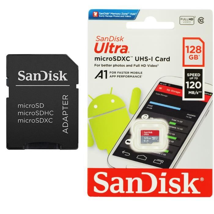 Carte Mémoire SanDisk 128GB - MicroSD Rapide et Performant