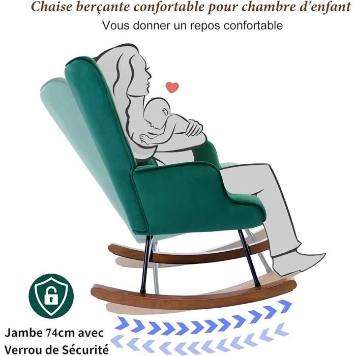 Oryxearth Fauteuil à Bascule Chaise berçante Allaitement Bébé Tissu en  Velours Style Scandinave Bois d'Hévéa, Beige : : Cuisine et Maison