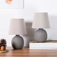 BRUBAKER - Lampe de table/de chevet - Lot de 2 - Design moderne - Hauteur 28,5 cm - Pied en Céramique/Brun - Abat-jour en Lin/Beige-2