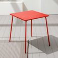 Ensemble table de jardin et 4 fauteuils empilables - OVIALA - Palavas - Acier - Rouge-2
