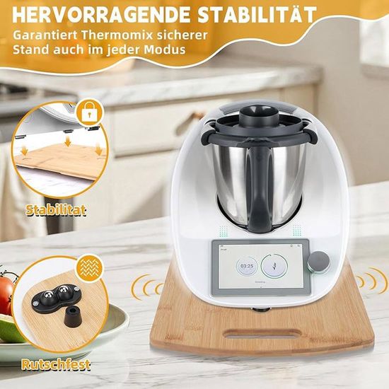 Planche Glisse Cuisine Planche Coulissante Thermomix TM6 TM5 - Plateau Bambou Glissant Poignée Incorporée Support Déplacement Thermomix