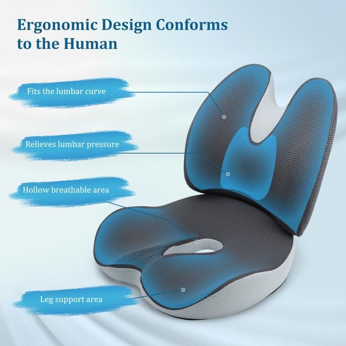 Coussin de siège ergonomique en mousse à mémoire de forme, ensemble d Coussin de siège ergonomique en mousse à mémoire de forme, ensemble d