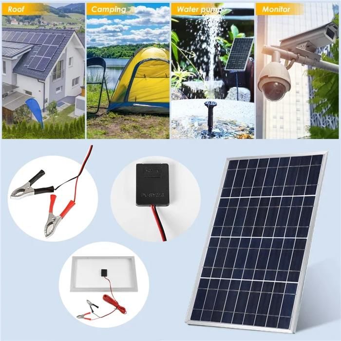 Kit Panneau Solaire 30W 12V Avec Allume-cigare - Étanche, Polycristallin - Pour Camping, Voiture, Bateau - Charge Smartphones, Batteries