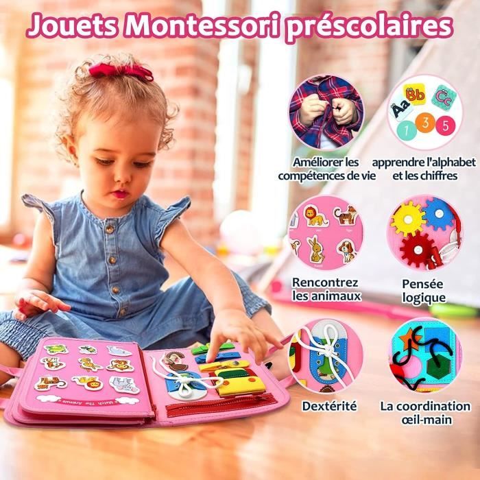 Busy Board Jouet Montessori pour Bébé de 1, 2, 3 et 4 Ans - Jouets d'Activité  et de Développement pour Enfants, (Rose) - Cdiscount Jeux - Jouets