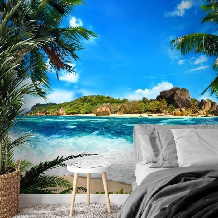 Papier Peint Panoramique Plage Île De La Mer 352 X 250 Cm Toison Mur ...