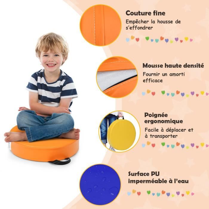 DORTALA Lot De 6 Coussins De Sol Carrés Flexibles De 38,1 Cm Avec Poignées, Empilables Pour Salle De Classe, Salle De Jeux, Maternelle (bleu