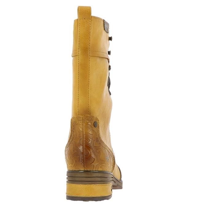 Bottes a lacets femme Mustang Anita Hauteur du talon 3 cm Couleur Jaune Tige synthetique Jaune Cdiscount Chaussures