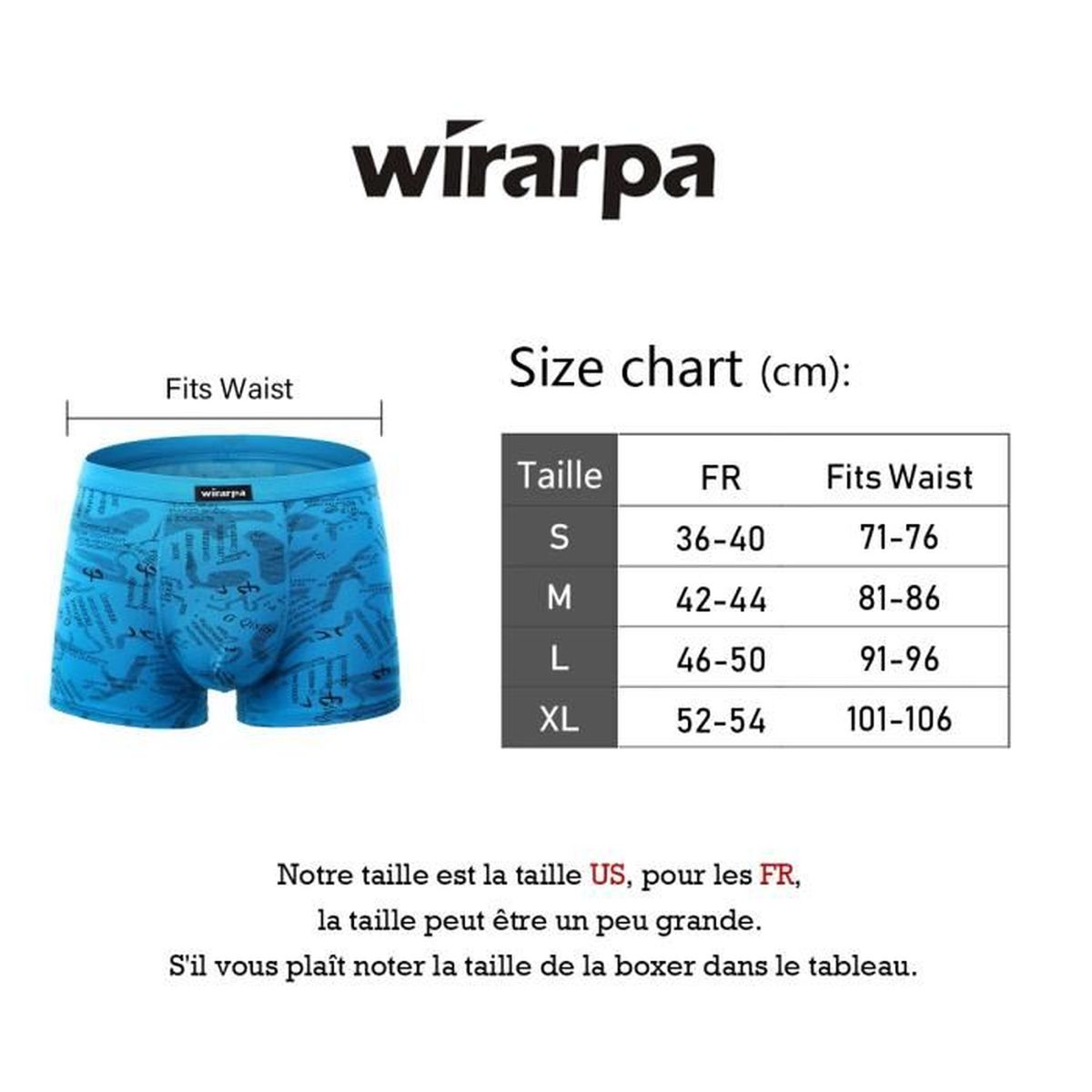 taille de boxer homme