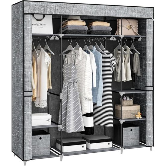 Armoire Portable à Vêtements - Penderie Tissu Non Tissé 5 Étages, Housse Anti-Poussière - Rangement Chambre, Dortoir, Appartement