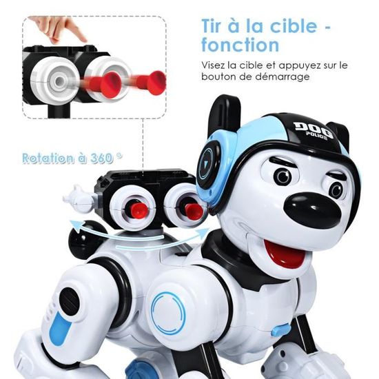 Fonction de Tir Danse COSTWAY Chien Robot Télécommandé Animaux Electroniques avec Chant pour Les Enfants Noir Clignotant Jouet Interactif pour Enfants pour Garçons et Filles