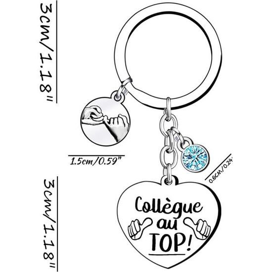 Porte-Clés Cadeau Collègue Ou Amie - Message Amitié, Acier Inoxydable, Cœur Rouge