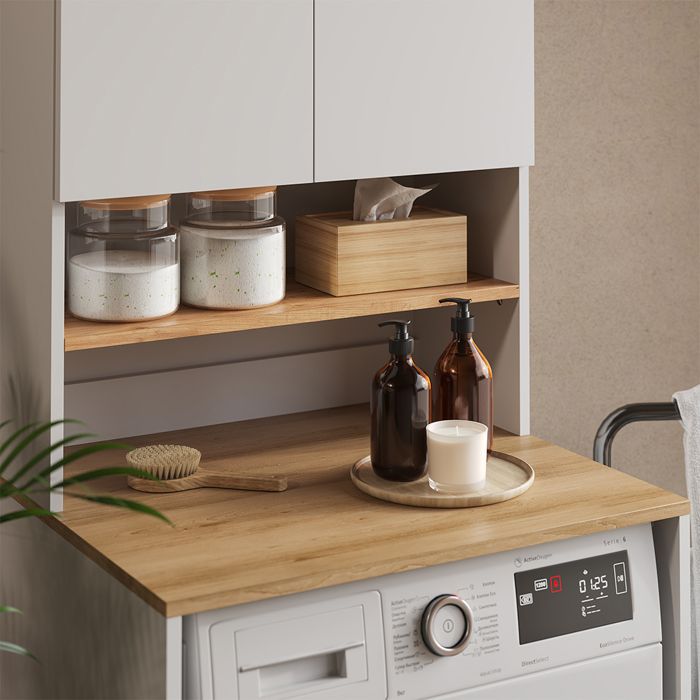 Armoire machine à laver Viktor, 68x88.2cm 2 pièces avec étagère, Blanc ...