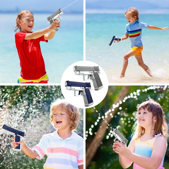 Pistolet à Eau Glock Longue Portée 10 M – Lot De 3 (gris/bleu/rose) Pour Piscine, Plage Et Jeux D'été Enfants