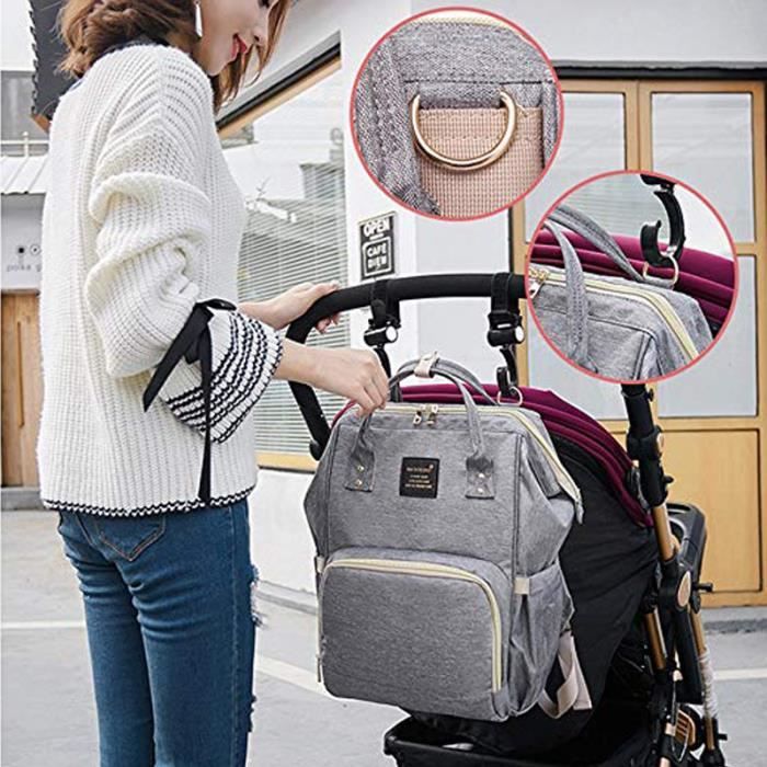 LEcylankEr Sac à Dos à Langer Grande Capacité Oxford - Avec Sac Isotherme Pour Biberon