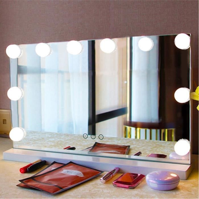 Éclairage de lampe Dimmable lumineux superbe lumière miroir vanité 10 LED  pour le maquillage d'habillage cosmétique - Cdiscount Maison