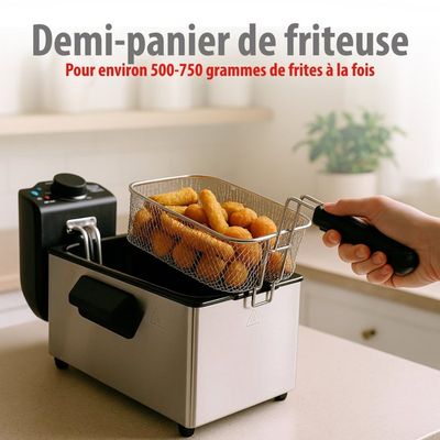 Friteuse électrique, 1,5 L avec température réglable, panier amovible