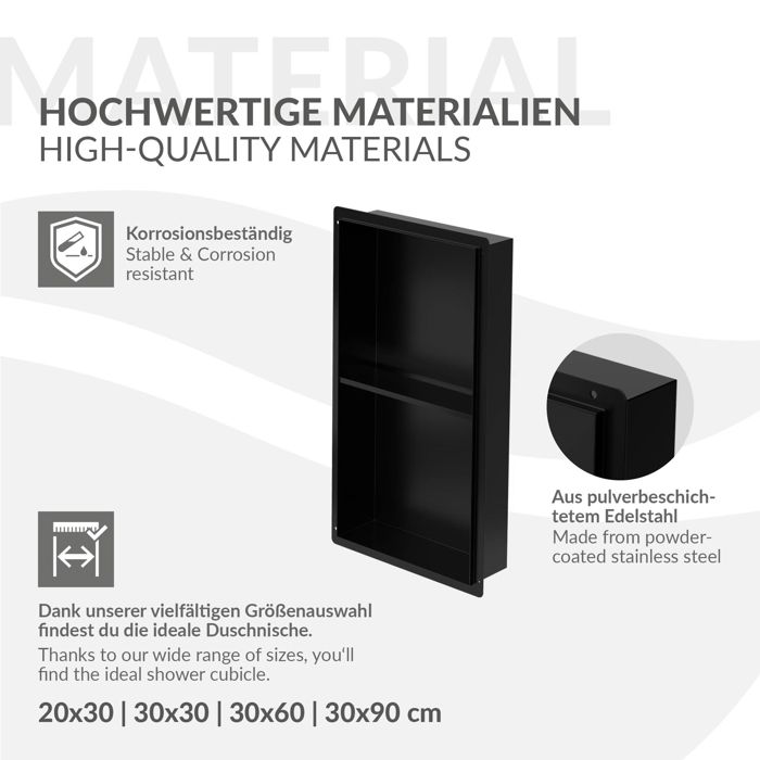 SIRHONA Niche de Salle de Bain, Niche de Douche Encastrée en Acier Inoxydable, Éléments de SIRHONA Niche de Salle de Bain, Niche de Douche Encastrée en Acier Inoxydable, Éléments de