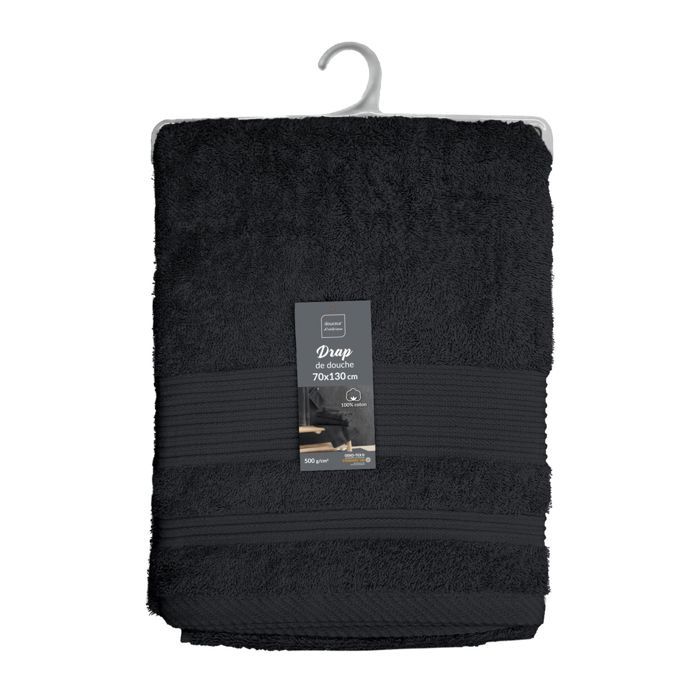 Drap De Douche Elegance Anthracite 70x130 Cm - 100% Coton Uni Douceur D'Intérieur