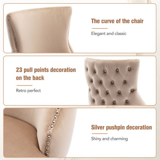 Lot De 6 Chaise De Salle à Manger Velours - Assise En Velours - Structure En Métal - Vert Foncé