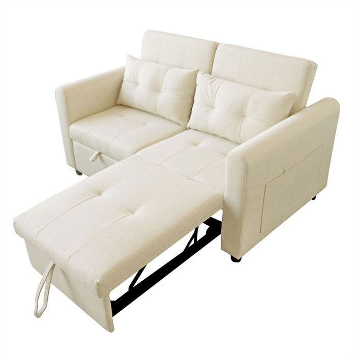 Canapé-lit 2 Places Merax - 3 En 1, Dossier Réglable, Rangement Accoudoirs, Beige, Convertible - 10