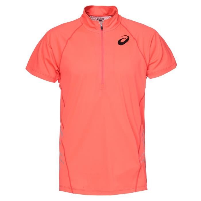 ASICS M'S Maillot manches courtes - Demi zip Homme - Corail