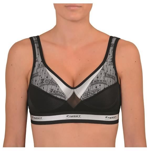 ZSPORT Soutien-gorge de sport Fusion - Noir / Argent