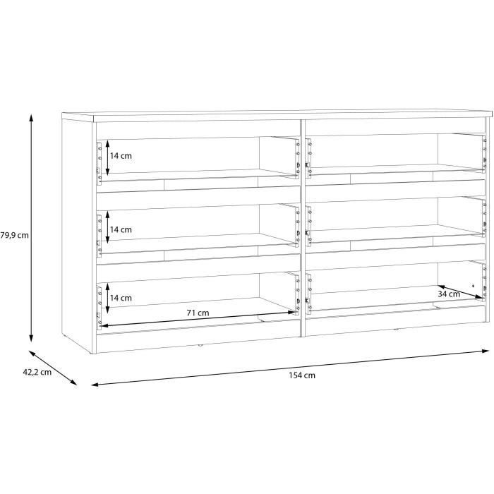 Commode 6 Tiroirs En Tissu Coleshome Avec Plateau 3 Niveaux - Rétro, 80x28,5x122 Cm