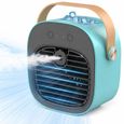 Climatiseur Portable - Mini Climatiseur Rechargeable 4000 MAh Avec 3 Vitesses, Autonomie De 5 À 10 Heures - Bleu