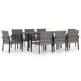 Qualité luxe© | Mobilier à dîner de jardin & Ensemble de 1 table avec 8 chaises & Résine tressée Gris |396331-0