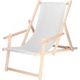 Chaise longue pliante en bois avec accoudoirs - SPRINGOS - Transat de Jardin - Pliant - Adulte - Gris clair-0