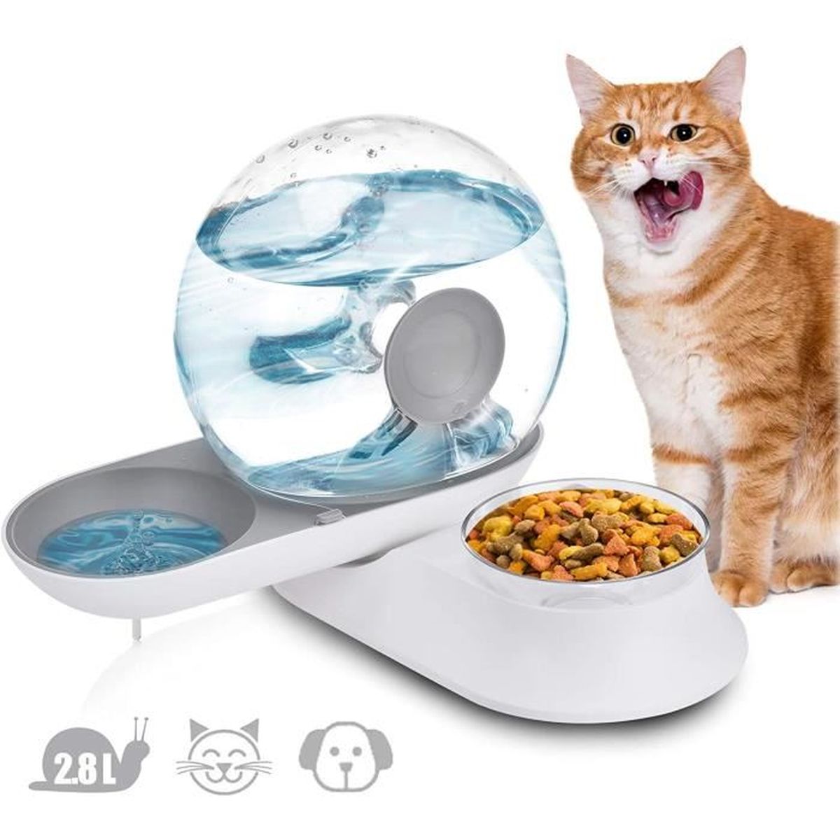 Lacyie Distributeur De Croquettes Et Eau Pour Chat Et Chien 2 En 1 Distributeurs Automatique D Eau Ou Nourriture Dispenser Avec 2 8 Cdiscount Electromenager