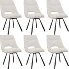 WAFTING Lot de 6 Chaises de Salle à Manger en Imitation de Laine, Pieds en Métal, Design Creux, Beige