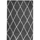 NAZAR ASMA Tapis de salon Shaggy - Style berbère - 200 x 280 cm - Gris - Motif géométrique