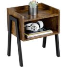 Table de Chevet Industriel - YAHEETECH - Rétro - Bois et Métal - 46 x 35 x 52,5 cm - 1 tiroir - Marron et noir