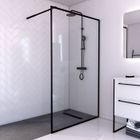 AURLANE Paroi de Douche 120x200 cm - Cadre et Bras Aluminium NOIR MAT - DARK CONTOURING