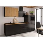 Cuisine complète AYA - Décor noir - L 280 x P 60 x H 214 cm - Plan de travail inclus