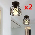 XJYDNCG 2PCS Métal Plafonnier Noir Carré Cage Fer Bricolage Lustre pour Salon Chambre Café Bar Restaurant Salle À Manger