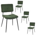 MEUBLES COSY Lot de 4 Chaises de Salle à Manger,Tissu Vert et Pieds en métal Noir,59,5x45x82cm